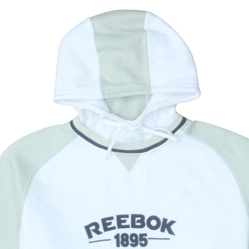 Reebok Men's White Grey Pullover Hoodie L Sports Fleece