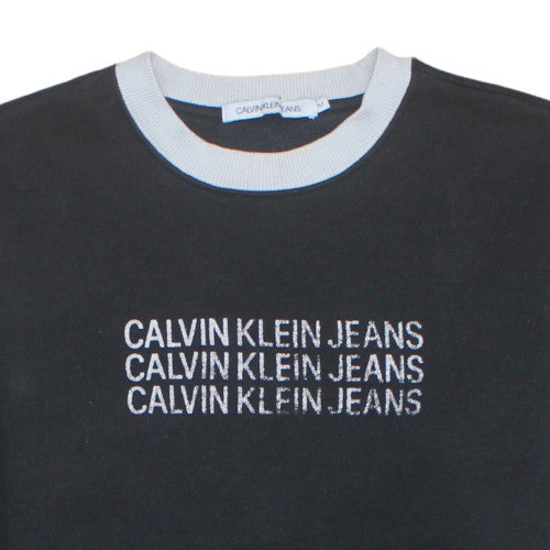 Calvin Klein Jeans Men's Black Embroidered Sweatshirt M Pullover