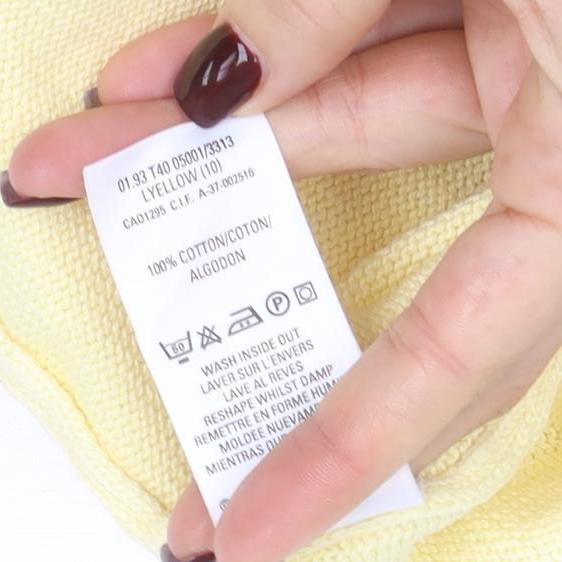 Marks and Spencer Women Yellow Cotton Long Sleeve Tunic Jumper Size 10