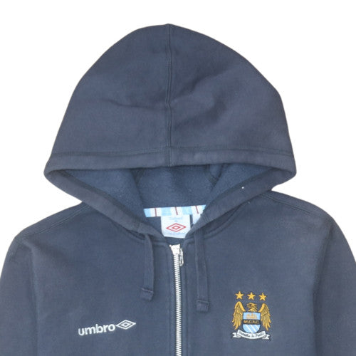 Umbro Men's Blue Full Zip Hoodie L Manchester City Fleece
