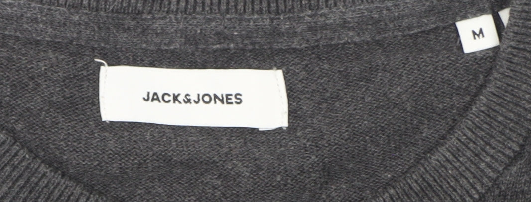 Jack & Jones Men's Grey Crew Neck Cotton Blend Pullover Jumper M