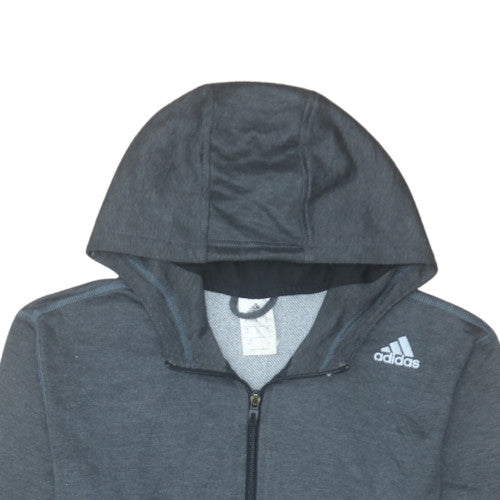 Adidas Men’s Grey Full Zip Hoodie S Regular Fit Sportswear