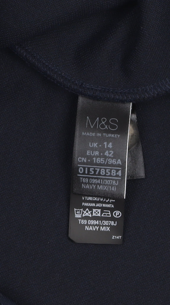 Marks and Spencer Women Blue Size 14 Single-Breasted Blazer Jacket