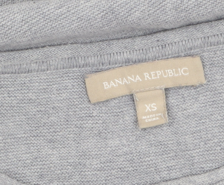 Banana Republic Women Grey XS Boat Neck Cotton Jumper