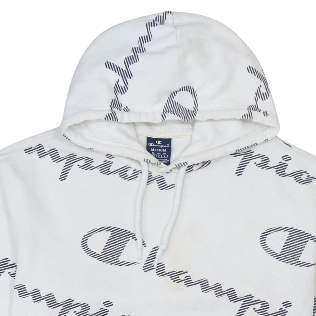 Champion Women's White Medium Pullover Hoodie with Logo Print