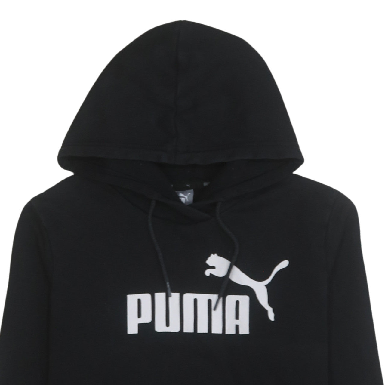 Puma Women's Black Pullover Hoodie UK 14 Logo Print Cotton Blend