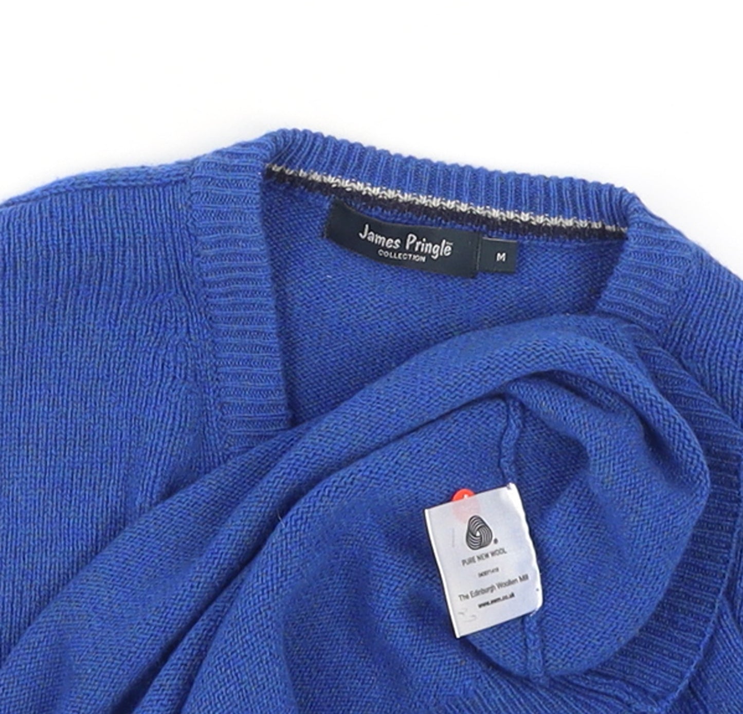 James Pringle Men's Blue Wool V-Neck Pullover Jumper M