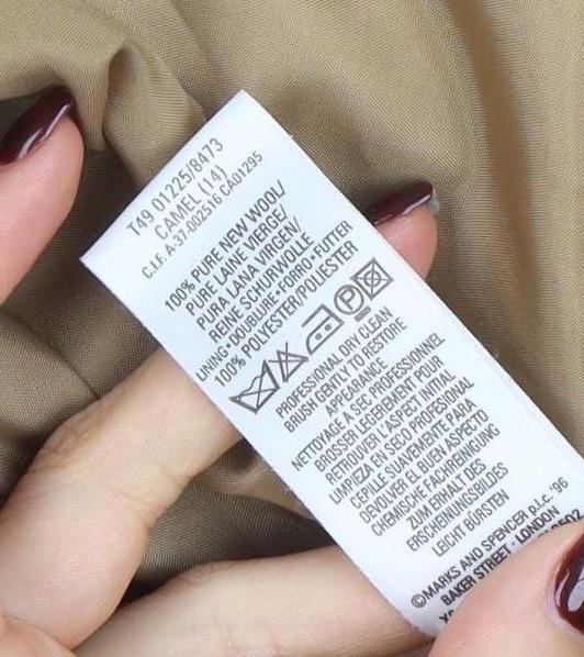 Marks and Spencer Women Beige Wool Pea Coat Size 14 Classic Style