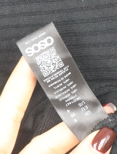 ASOS Women’s Black High Neck Acrylic Pullover Jumper Size 8