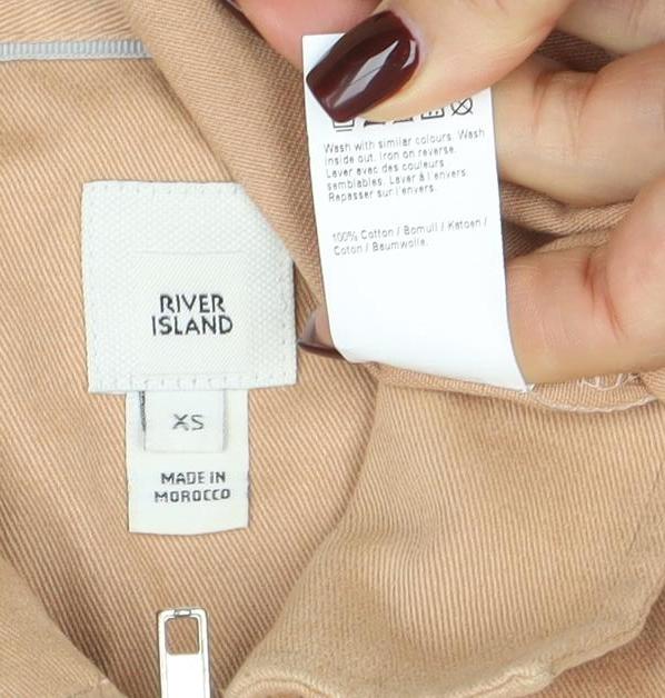 River Island Womens Beige Cotton Zip Up Jacket XS