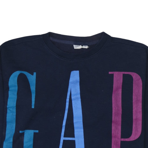 GAP Women Navy Blue XS Pullover Sweatshirt with Logo Print