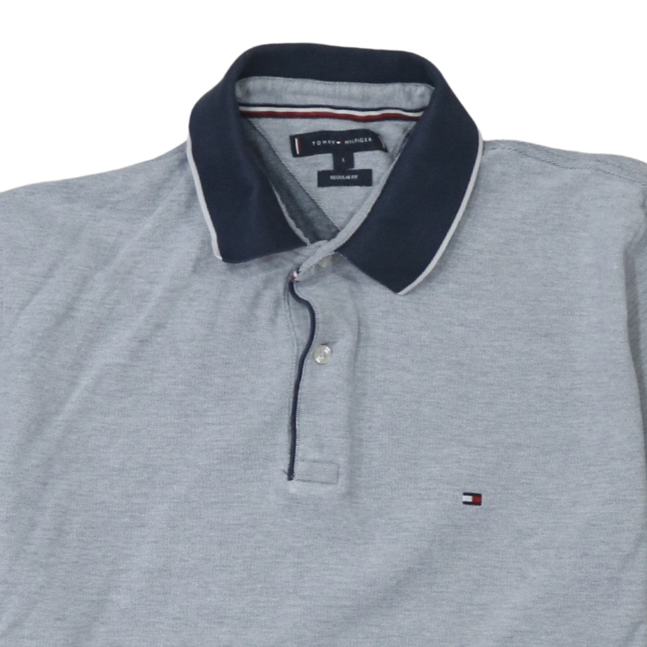 Tommy Hilfiger Men's Grey Regular Fit Cotton Polo Shirt L
