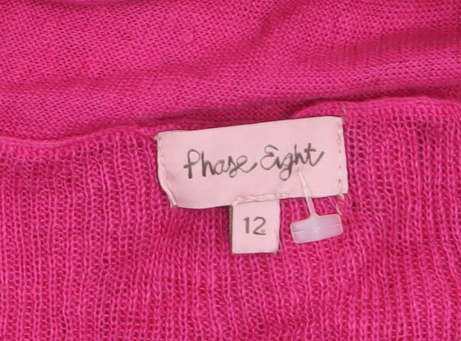 Phase Eight Women’s Pink Linen Long Sleeve Open Cardigan Size 12