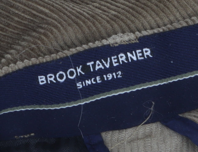 Brook Taverner Men's Brown Corduroy Chino Trousers 34W Classic Fit
