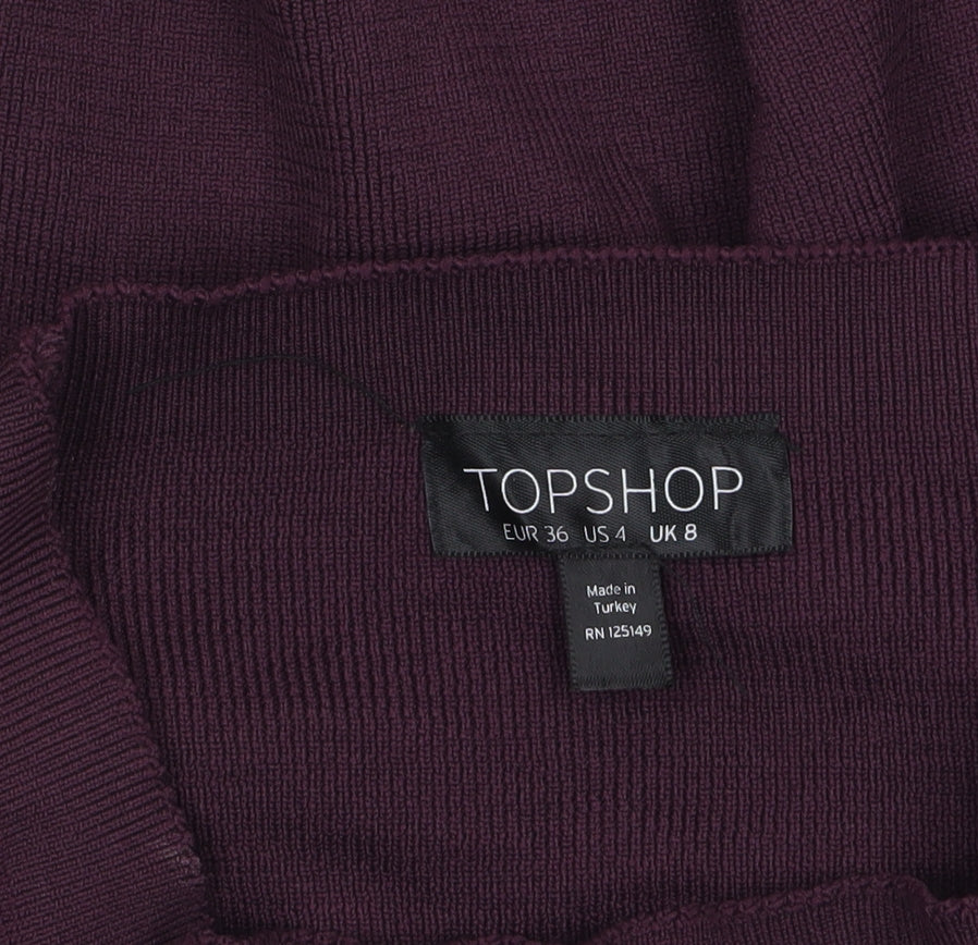 Topshop Women Purple Balloon Sleeve Knit Jumper Size 8