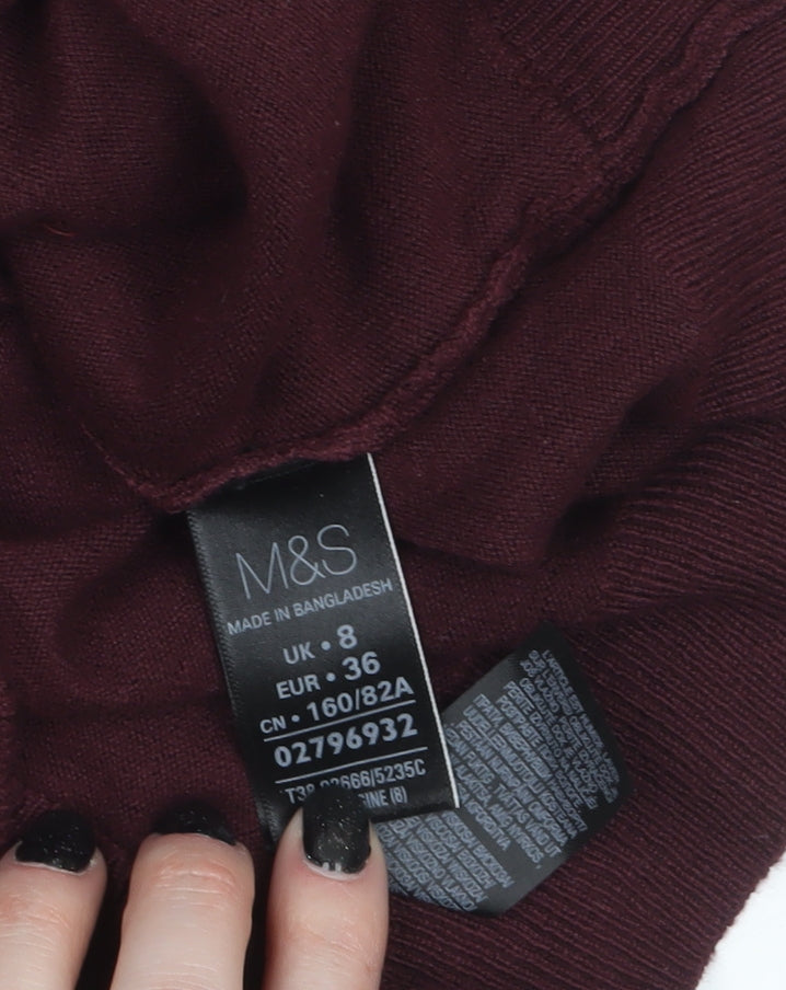 Marks and Spencer Women Purple Lace Button Cardigan Size 8