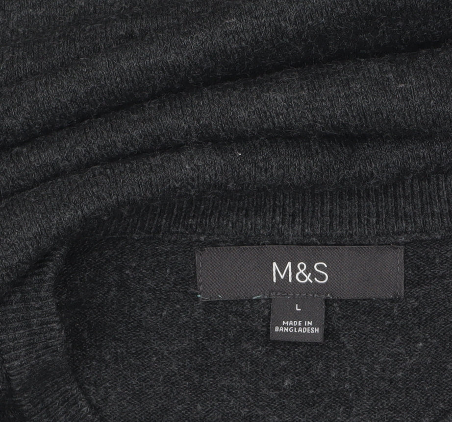 Marks and Spencer Men's Black L Acrylic Crew Neck Pullover Jumper