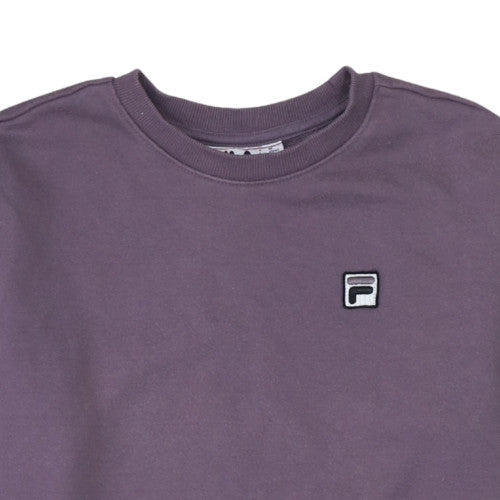 Fila Women Purple Crew Neck Sweatshirt S Logo Cotton Blend Casual