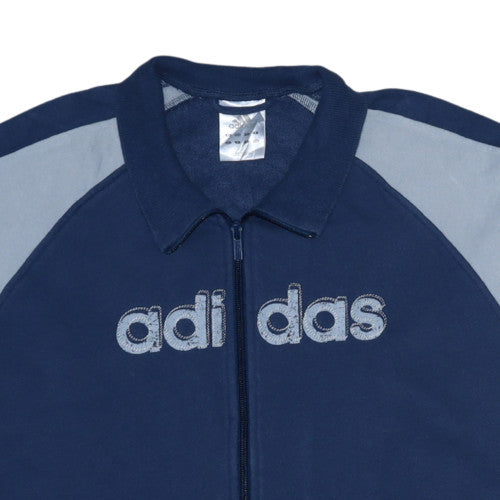 Adidas Mens Blue Full Zip Collared Sweatshirt Size L