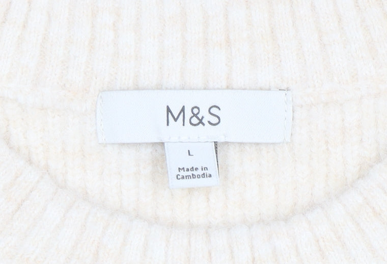 Marks and Spencer Women’s Ivory Striped Wool Blend Pullover Jumper L