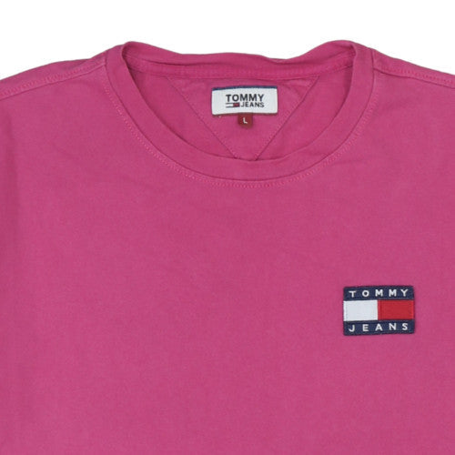 Tommy Jeans Womens Pink Cotton Short Sleeve Crew Neck T-Shirt L