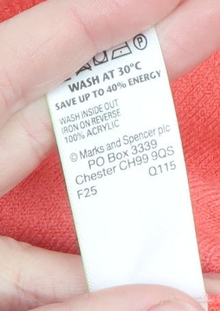 Marks and Spencer Women Pink V-Neck Acrylic Jumper Size 12