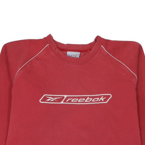 Reebok Womens Red Pullover Sweatshirt M Logo Crew Neck Classic Fit