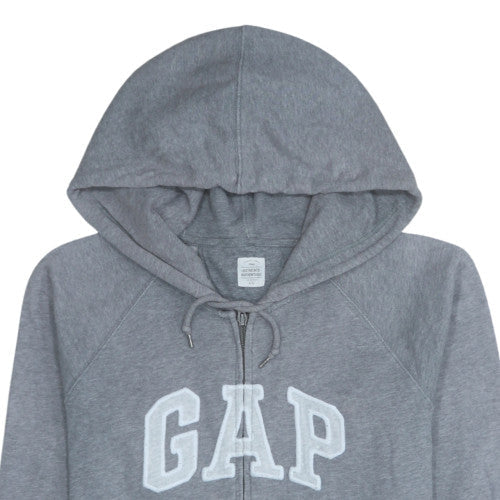 GAP Women Grey Full Zip Hoodie L Cotton Casual Sweatshirt