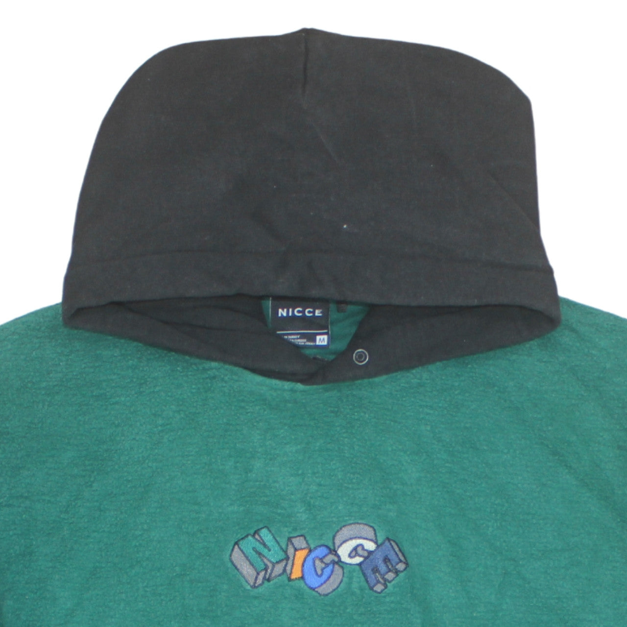 Nicce Men's Green Pullover Hoodie Medium Embroidered Graphic Logo