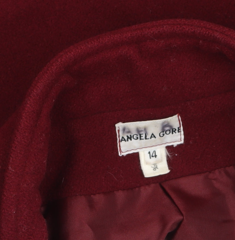 Angela Gore Women's Red Wool Overcoat Size 14 Classic Mid-Length
