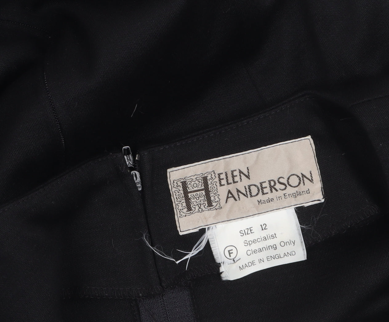 Helen Anderson Women’s Black Wool Wrap Dress Size 12 Long Sleeve Flower Detail