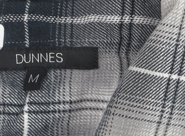 Dunnes Men's Grey Plaid Flannel Button-Up Shirt Medium