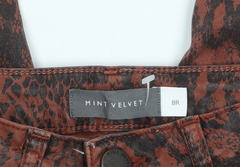Mint Velvet Womens Brown Animal Print Skinny Trousers Size 8R
