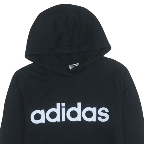 Adidas Women Black Pullover Hoodie L 16-18 Hooded Sweatshirt