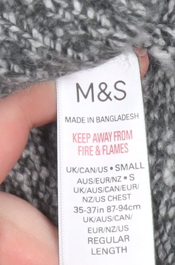 Marks and Spencer Men's Grey Fair Isle 1/2 Zip Wool Blend Pullover Sweatshirt Size S