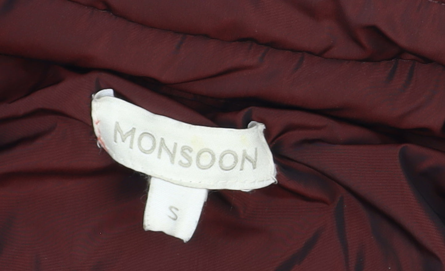 Monsoon Women's Red Quilted Puffer Coat Size S Hooded Winter Jacket