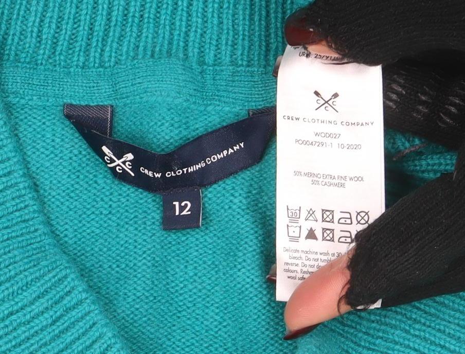 Crew Clothing Company Women's Green V-Neck Merino Wool Jumper Size 12