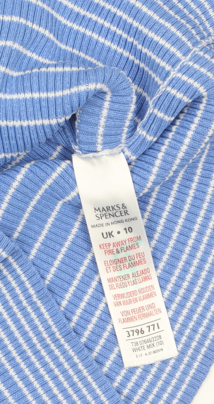 Marks and Spencer Women’s Blue Striped Cotton Jumper UK 10