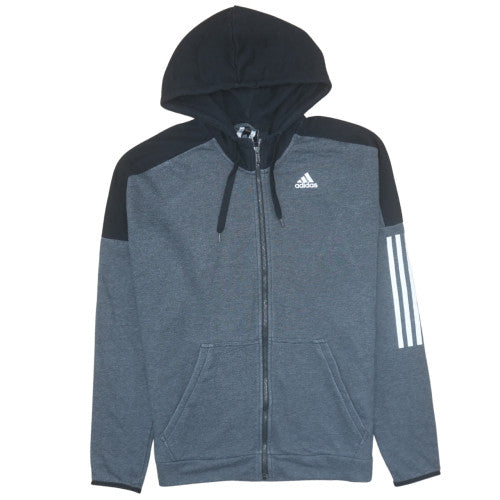 Adidas Men's Grey Full Zip Hoodie L Sports Casual Sweatshirt