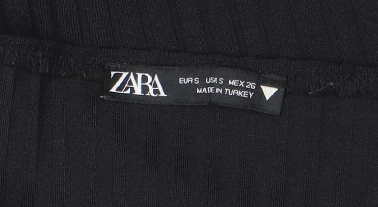 Zara Women Black Bodycon Knit Dress Size S Long Sleeve Stretch