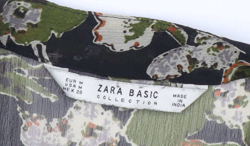 Zara Women Multicoloured Floral Shift Dress Size 12 Sheer Boho Style