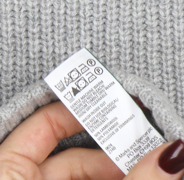 Marks and Spencer Mens Grey Lambswool Blend Crew Neck Jumper L