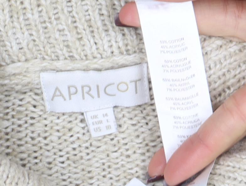 Apricot Women Beige Roll Neck Long Sleeve Knit Jumper Size 14