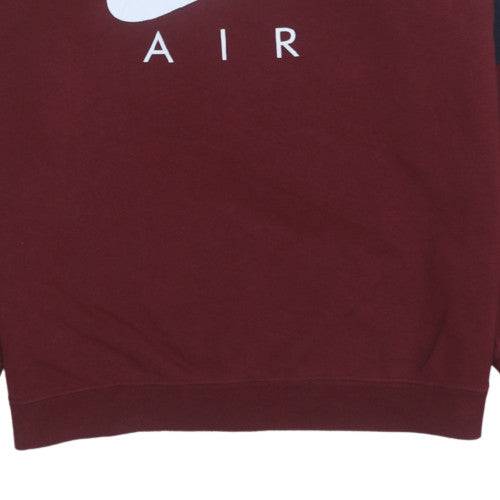 Nike Boys Burgundy Air Sweatshirt XL 13-15 Years Crew Neck Cotton Blend