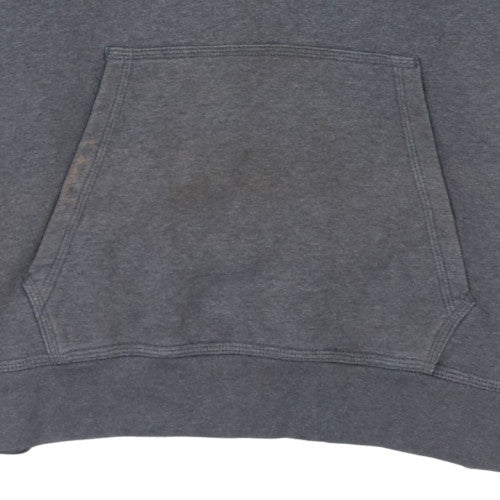 Nike Men's Grey Pullover Hoodie Cotton Blend Logo Sweatshirt L
