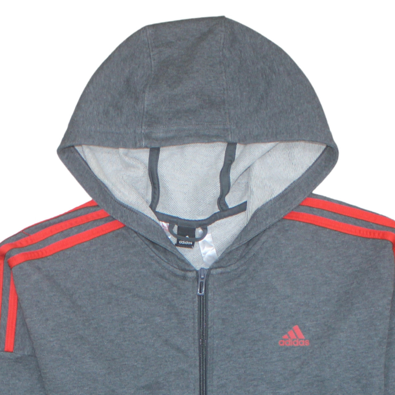 adidas Boys Grey Full Zip Hoodie 10-11 Years Sports Hooded Sweatshirt