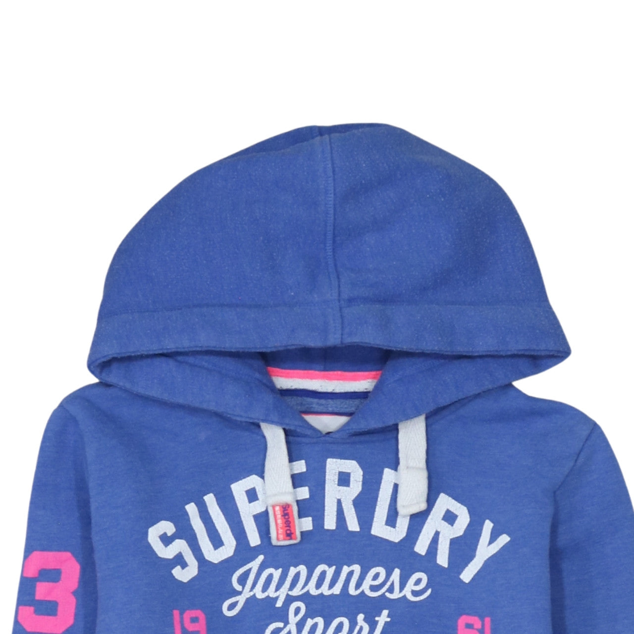 Superdry Women Blue Pullover Hoodie Size M Track & Field Graphic