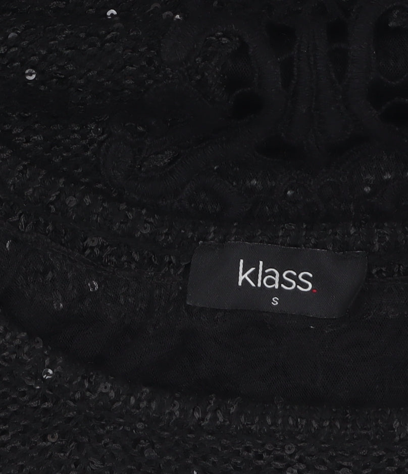 Klass Women's Black Sequin Knit Tunic Jumper Size S