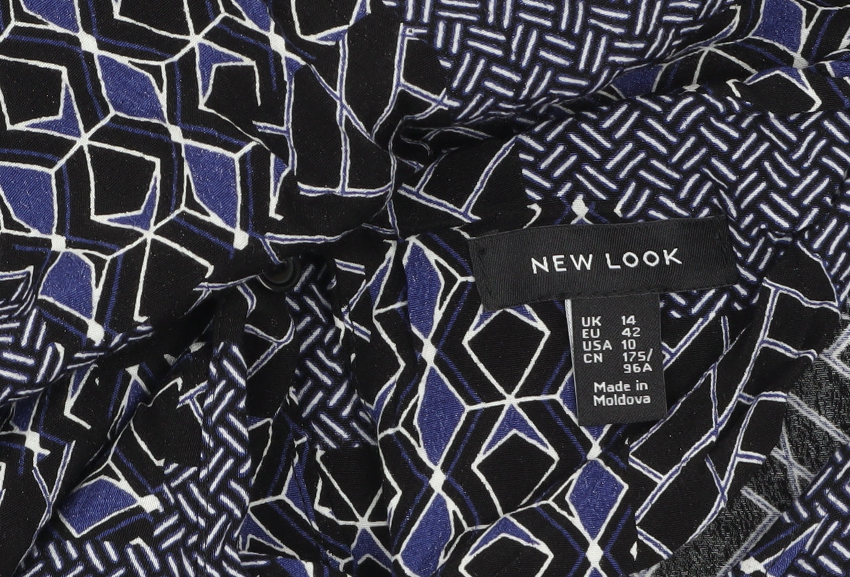 New Look Women's Black Geometric Shift Dress Size 14