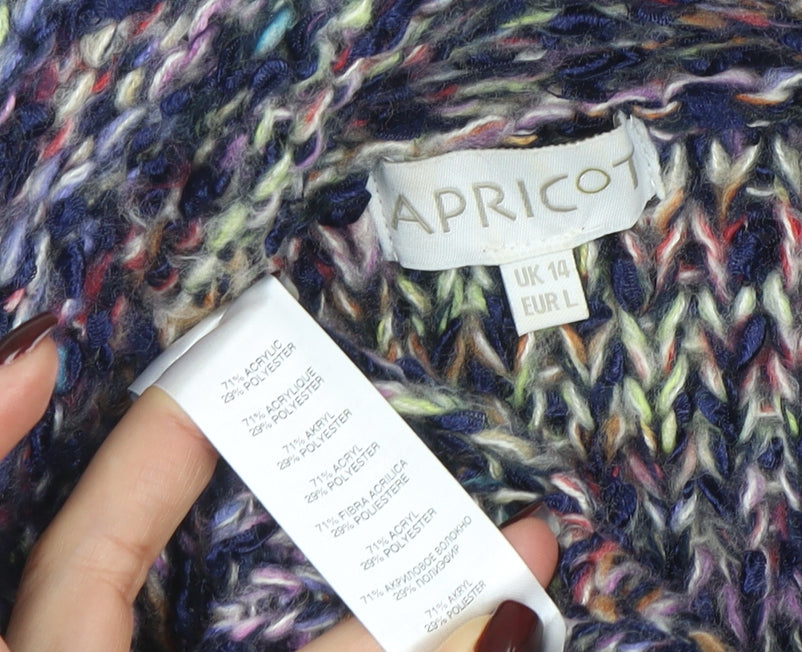 Apricot Women’s Multicoloured Chunky Knit Cowl Neck Jumper Size 14